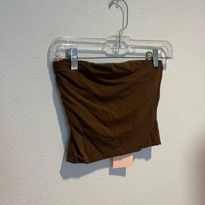 Brown strapless crop top